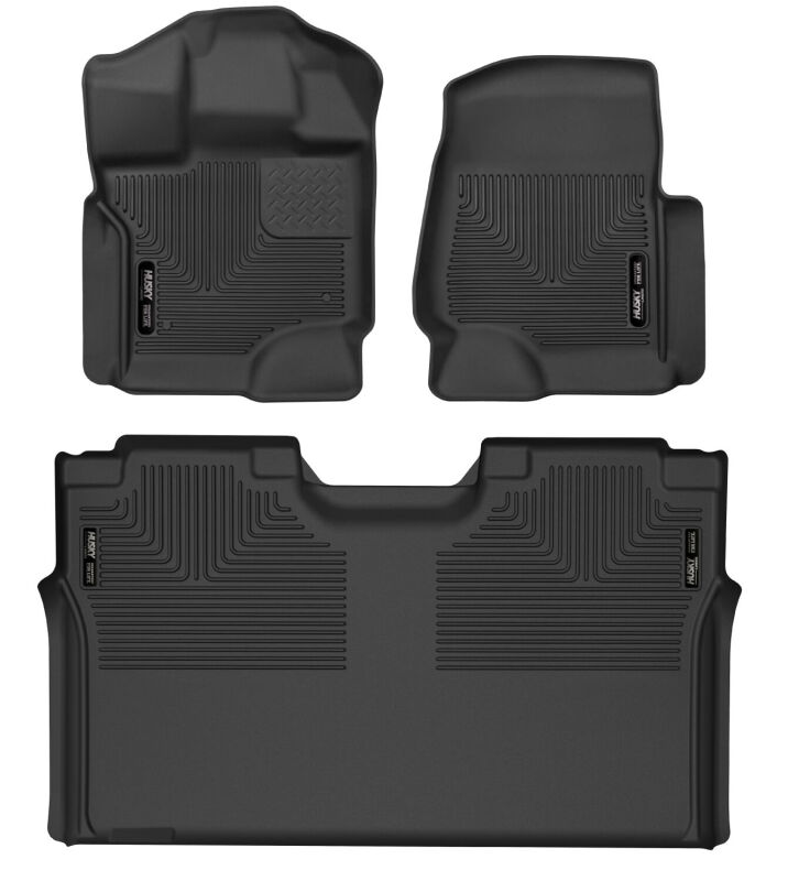 Ford F-150 SuperCrew Floor Liners - Front & 2nd Seat - Husky Liners - WeatherBeater Series - Black - `15-`19